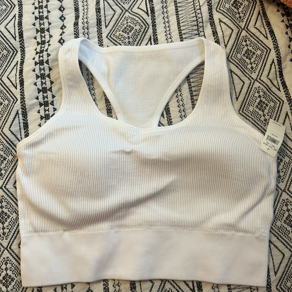 Aerie/American Eagle- white ribbed racerback bralette  size XXL NWT